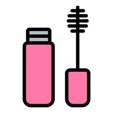 Göz maskarası simgesi düz çizgi çizimi göz makyajı ve kırbaç geliştirmeyi temsil eder, güzellik, kozmetik ve kişisel bakım projelerine uygundur