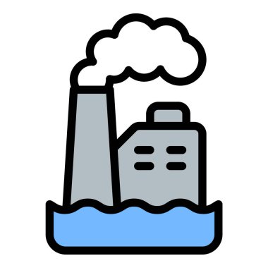 Çevresel kirlilik ve hava kalitesi sorunlarını temsil eden çevre kirliliği ikonu düz çizgi tarzı illüstrasyon, ekoloji, farkındalık ve sürdürülebilirlik projeleri için uygundur