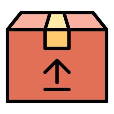 Paket sevkiyatı ve ambalajı temsil eden, e-ticaret, lojistik ve kurye servis projeleri için uygun, dağıtım kutusu simgesi düz çizgi stili illüstrasyon