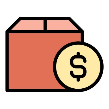 Mal alımı, e-ticaret, perakende ve lojistik ile ilgili projeler için uygun ödemeleri temsil eden, dağıtım ikonu düz çizgi stil illüstrasyonunda nakit