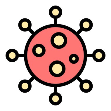 Bulaşıcı hastalıkları ve dijital tehditleri temsil eden, sağlık, siber güvenlik ve güvenlik bilinçlendirme projeleri için uygun Virüs simgesi düz çizgi tarzı illüstrasyon