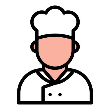 Ekmek ve pasta hazırlama, aşçılık, fırın ve gıda hizmeti ile ilgili projeler için uygun olan Baker simgesi düz çizgili tasviri