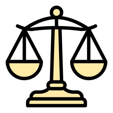 Adalet ölçeği simgesi düz çizgi stil illüstrasyonu adalet, eşitlik ve hukuki yargı, hukuk, adalet ve hukukla ilgili projeler için uygundur.