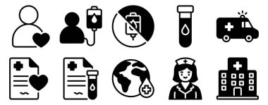 Kan Bağışı Simgesi Katı Biçim Koleksiyonu, sağlık kampanyaları ve kar amacı gütmeyen bilinçlendirme girişimleri için tıbbi destek ve hayat kurtarmayı temsil ediyor.