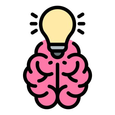 Beyin fırtınası simgesi düz çizgi biçim illüstrasyonu yaratıcı fikir üretimi ve işbirlikçi düşünme, yenilikçilik, takım çalışması ve proje planlama projelerine uygundur