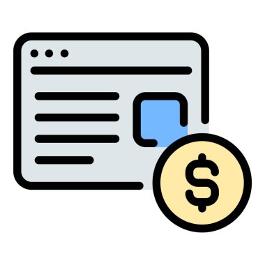 Blog komisyonu simgesi, tanıtım içeriği veya yan pazarlama gelirlerini temsil eden, nüfuz ortaklıkları, dijital reklamcılık ve içerik monetizasyon projeleri için uygun düz çizgi tarzı illüstrasyon