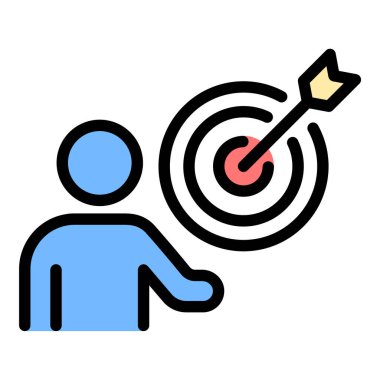 Amaçlı danışmanlık simgesi düz çizgi biçim illüstrasyonu hedef netliği ve anlamlı rehberlik, koçluk, liderlik ve kişisel gelişim projeleri için uygundur