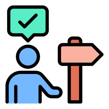 Yönlendirme ikonu düz çizgi biçim illüstrasyonunu temsil ederek liderlik, koçluk ve kişisel gelişim projeleri için uygun rehberlik ve hedef belirleme