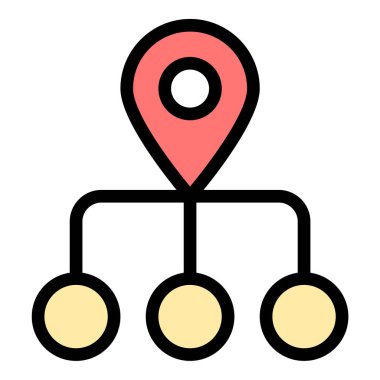 Pin konum ağı simgesi düz çizgi çizimi coğrafi konumlandırma ve dijital haritalama, navigasyon uygulamaları, sosyal ağ oluşturma ve konum tabanlı hizmet projeleri için uygundur