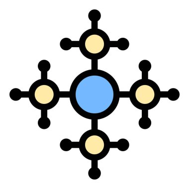 Teknoloji, iletişim sistemleri ve bilişim altyapı projeleri için uygun dijital bağlantı ve veri alışverişini temsil eden ağ simgesi düz çizgi biçim illüstrasyonuName