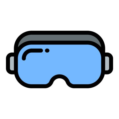 Sanal gerçeklik gözlüğü simgesi düz çizgi biçim illüstrasyonudır. üç boyutlu ortamları temsil eden, VR uygulamaları, oyun ve etkileşimli teknoloji projeleri için uygundur.