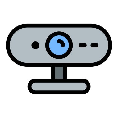 Video yakalama ve çevrimiçi iletişimi temsil eden, sanal toplantılar, yayın ve dijital konferans projeleri için uygun Webcam simgesi düz çizgi biçimi illüstrasyonu