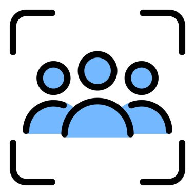 İş sunumları, takım koordinasyonu ve programlama uygulamaları için uygun, işbirliği ve grup tartışmasını temsil eden simge düz çizgi stili illüstrasyonuyla toplantı