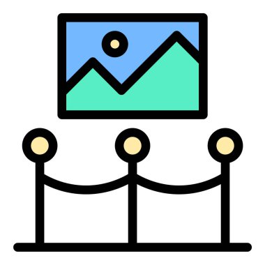 Kültür mirası ve tarihsel sergileri temsil eden, eğitim materyalleri, turizm rehberleri ve sanat veya tarihle ilgili projeler için uygun, müze simgesi düz çizgi tarzı illüstrasyon