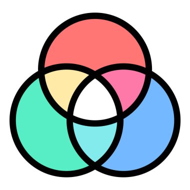 RGB renk şeması düz çizgi biçimi illüstrasyonu dijital renk karıştırma ve ekran tabanlı tasarım, grafik tasarımı, web geliştirme ve dijital ortam projeleri için uygundur