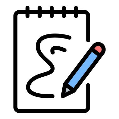 Sanat uygulamaları, illüstrasyon projeleri ve grafik tasarım araçları için uygun yaratıcı çizim ve tasarım işlerini temsil eden simge düz çizgi çizimi çizimi