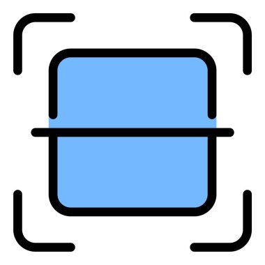 Tarayıcı simgesi düz çizgi biçim illüstrasyonu belge dijitalleştirme ve veri yakalamayı temsil eder, ofis ekipmanları, dijital iş akışları ve idari görevler için uygundur