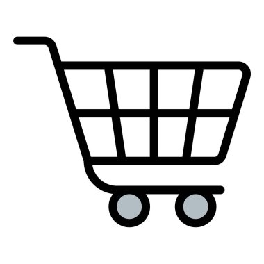 Ürün seçimi ve satın alma sürecini temsil eden, çevrimiçi mağazalar, e-ticaret platformları ve perakende uygulamaları için uygun, alışveriş arabası simgesi düz çizgi tarzı illüstrasyon