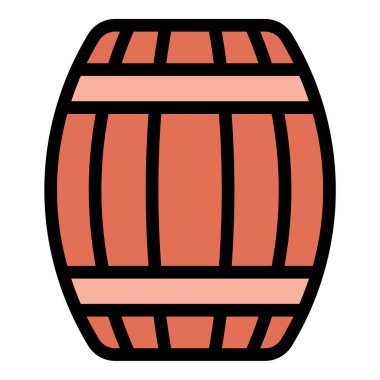 Şarap fıçısı simgesi düz çizgi tarzı illüstrasyon geleneksel şarap depolama ve yaşlanma sürecini temsil ediyor, şarapçılık, üzüm bağı promosyonları ve içecek endüstrisi projeleri için uygun