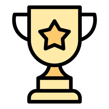 Ödüllü programlar, yarışma etkinlikleri ve motivasyon projeleri için uygun, başarı ve başarı tanımayı temsil eden kupa simgesi düz çizgi stili illüstrasyonu