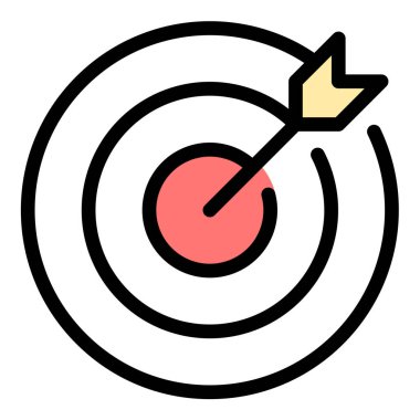 İş stratejisi, proje planlaması ve kurumsal kimlik projeleri için uygun, amaç ve örgütsel hedefleri temsil eden görev simgesi düz çizgi biçimi illüstrasyonu