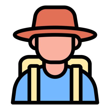 Turizm kampanyaları, seyahat acenteleri ve konukseverlik sektörü projeleri için uygun seyahat ve gezi faaliyetlerini temsil eden düz çizgili turizm ikonu tasviri