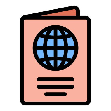 Uluslararası kimlik ve seyahat belgelerini temsil eden, göçmenlik hizmetleri, seyahat acenteleri ve hükümet kimlik projeleri için uygun pasaport simgesi düz çizgili tasviri