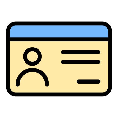 Kimlik kartı simgesi düz çizgi biçim illüstrasyonu, kişisel kimlik ve resmi belgeler, devlet hizmetleri, güvenlik sistemleri ve idari süreçlere uygundur