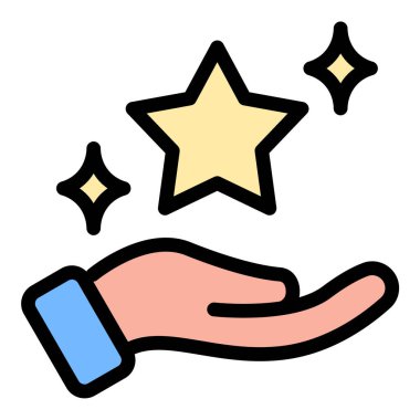 Şöhret simgesi düz çizgi tarzı illüstrasyon, halk tarafından tanınmayı ve popülerliği temsil ediyor, eğlence endüstrisi projeleri için uygun, daha etkili markalaşma ve başarı kutlamaları için uygun