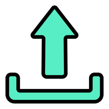 Dosya paylaşımını ve bulut hizmetleri içerik yönetimi ve web uygulamaları projeleri için uygun veri transferini temsil eden simge düz çizgi illüstrasyonunu yükle