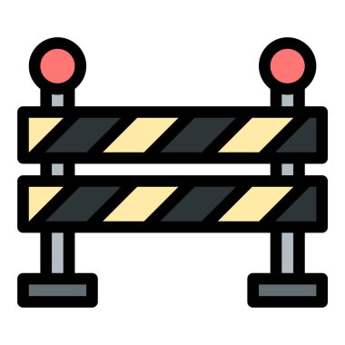 Bariyer simgesi düz çizgi biçim illüstrasyonu güvenlik sistemleri uyarı işaretleri ve inşaat alanı projeleri için uygun erişimi ve kısıtlı erişimi temsil eder