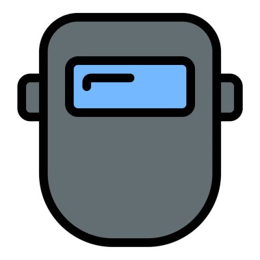 Kaynak maskesi simgesi düz çizgi tarzı illüstrasyon yüz koruma ve endüstriyel ekipman katalogları için uygun kaynak güvenliği metalcilik eğitimi ve mesleki güvenlik projelerini temsil ediyor