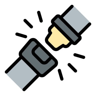 Araç güvenliği kampanyaları, endüstriyel ekipmanlar ve işyeri güvenlik projeleri için uygun kişisel koruma ve kaza önlemeyi temsil eden düz çizgili güvenlik kemeri simgesi