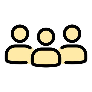 Mesleki işbirliği ve iş sunumları HR araçları ve proje planlama projeleri için uygun kurumsal takım çalışmasını temsil eden iş ekibi simgesi düz çizgi stil illüstrasyonu