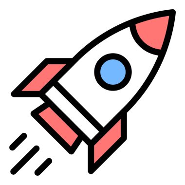 Roket simgesi düz çizgi biçim illüstrasyonu yeniliği ve başlangıç için uygun hızlı ilerlemeyi temsil ediyor teknoloji projeleri ve iş büyümesi sunumlarını başlatıyor