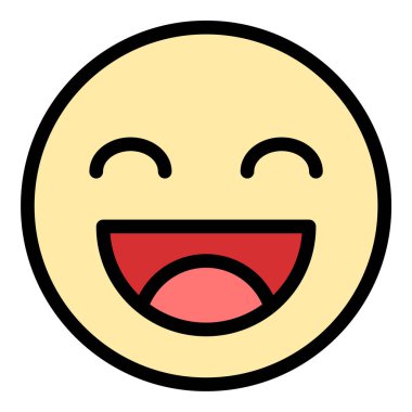 Mesajlaşma uygulamaları geri bildirim sistemleri ve sosyal medya projeleri için uygun pozitif duygu ve kullanıcı memnuniyetini temsil eden mutlu emoji simgesi düz çizgi çizimi