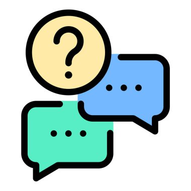 Soru simgesi düz çizgi biçim illüstrasyonu yardım merkezleri SSS bölümleri ve eğitim platformları projeleri için uygun sorgulama ve bilgi talebini temsil eder