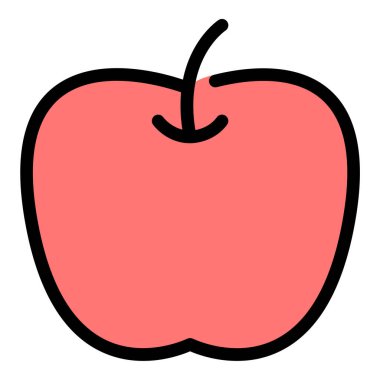 Meyve ikonu düz çizgi tarzı illüstrasyon, sağlıklı beslenme ve market uygulamaları için uygun doğal gıda, sağlık platformları ve organik ürün paketleme projelerini temsil etmektedir.