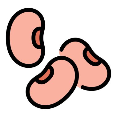 Tarım uygulamaları, beslenme rehberleri ve organik ürün paketleme projeleri için uygun tarım ve bitki temelli besinleri temsil eden fasulye ikonu düz çizgi çizimi