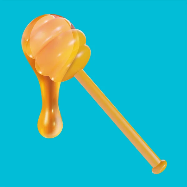 Καρτούν Υγρό Μέλι Στάζει Από Κίτρινο Ραβδί Διάνυσμα Ρεαλιστικό Αστείο — Διανυσματικό Αρχείο