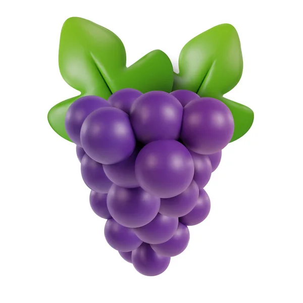 Realistic Grape Vector Object Modern Minimal Cartoon Glossy Style Sweet — Stock Vector