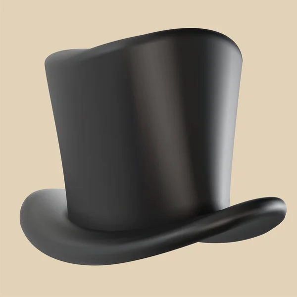 Sombrero Copa Negro Realista Estilo Minimalista Dibujos Animados Brillante Elemento — Vector de stock