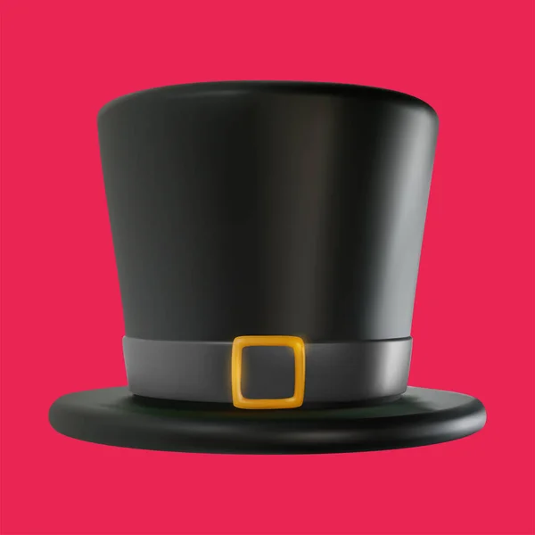 Realistic Black Top Hat Cartoon Minimal Style Bright Modern Vector — Stock Vector