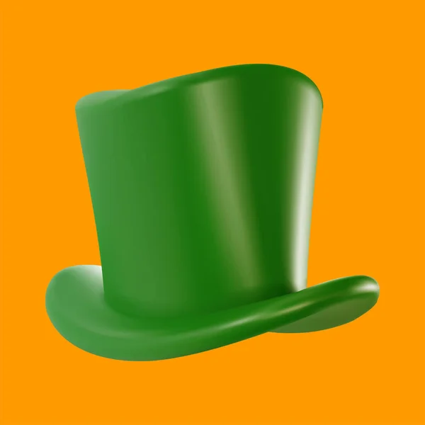 Realistic Green Top Hat Cartoon Minimal Style Bright Modern Vector — Stock Vector