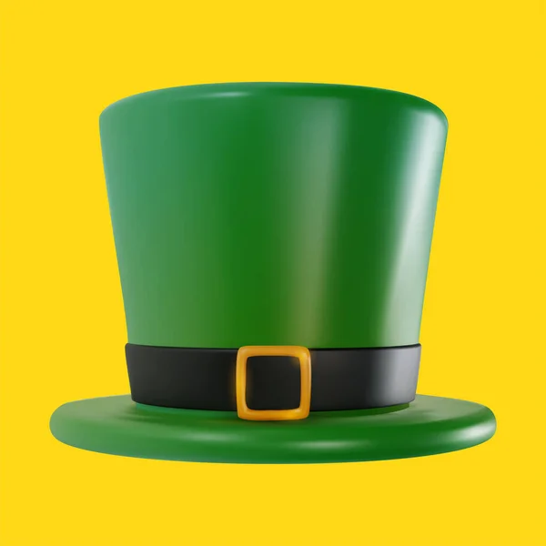 Realistic Green Top Hat Cartoon Minimal Style Bright Modern Vector — Stock Vector