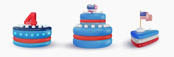 맛있는 케이크를 독창적 기념일의 대상이다 미국의 디자인 요소입니다 만화의 현실적 — 스톡 벡터
