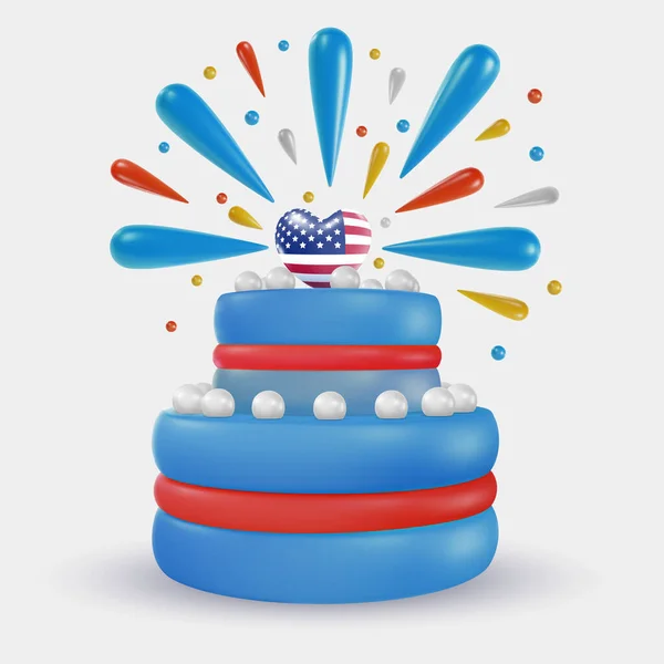 불꽃이 맛있는 케익이야 독창적 기념일의 대상이다 미국의 디자인 요소입니다 만화의 — 스톡 벡터