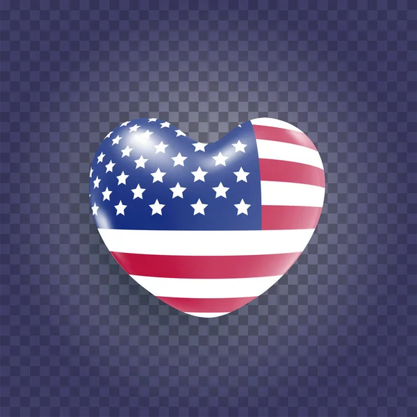 Heart Balloon Shape Stylised Sight Symbol Festive Art Object Usa — Stock Vector