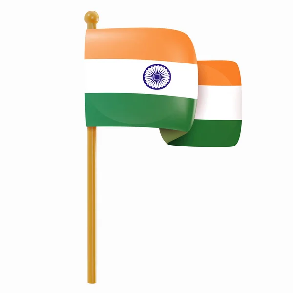 飘扬的印度国旗 独立日的节日艺术品 全国庆祝设计元素 明亮的矢量3D漫画插图以最小的写实主义风格 — 图库矢量图片