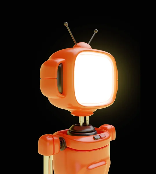Personagem Robô Brilhante Com Cabeça Forma Uma Retro Velha Monitor — Fotografia de Stock